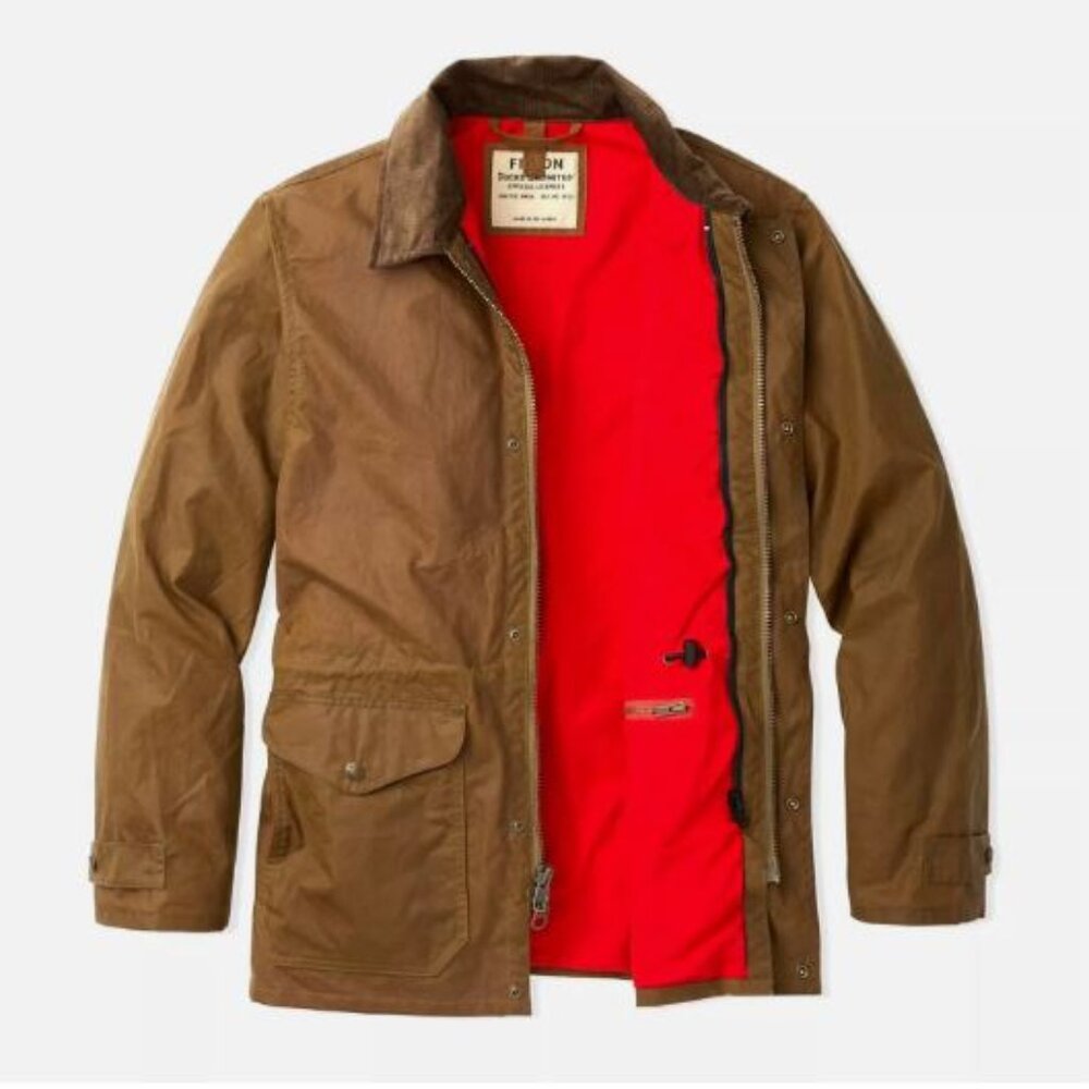 Filson Cover Cloth Mile Marker Coat Ducks Unlimited Men's Size L Rugged Tan New